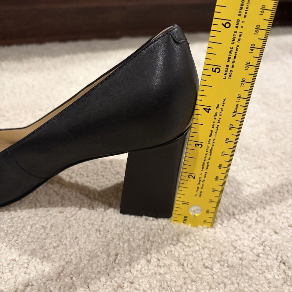 NWOB Marc Fisher LTD Varla Block Heels Pumps Women Shoes Black Leather Women 7B - Picture 13 of 13
